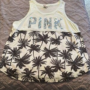PINK Brand Sequin Palm Tree Tank